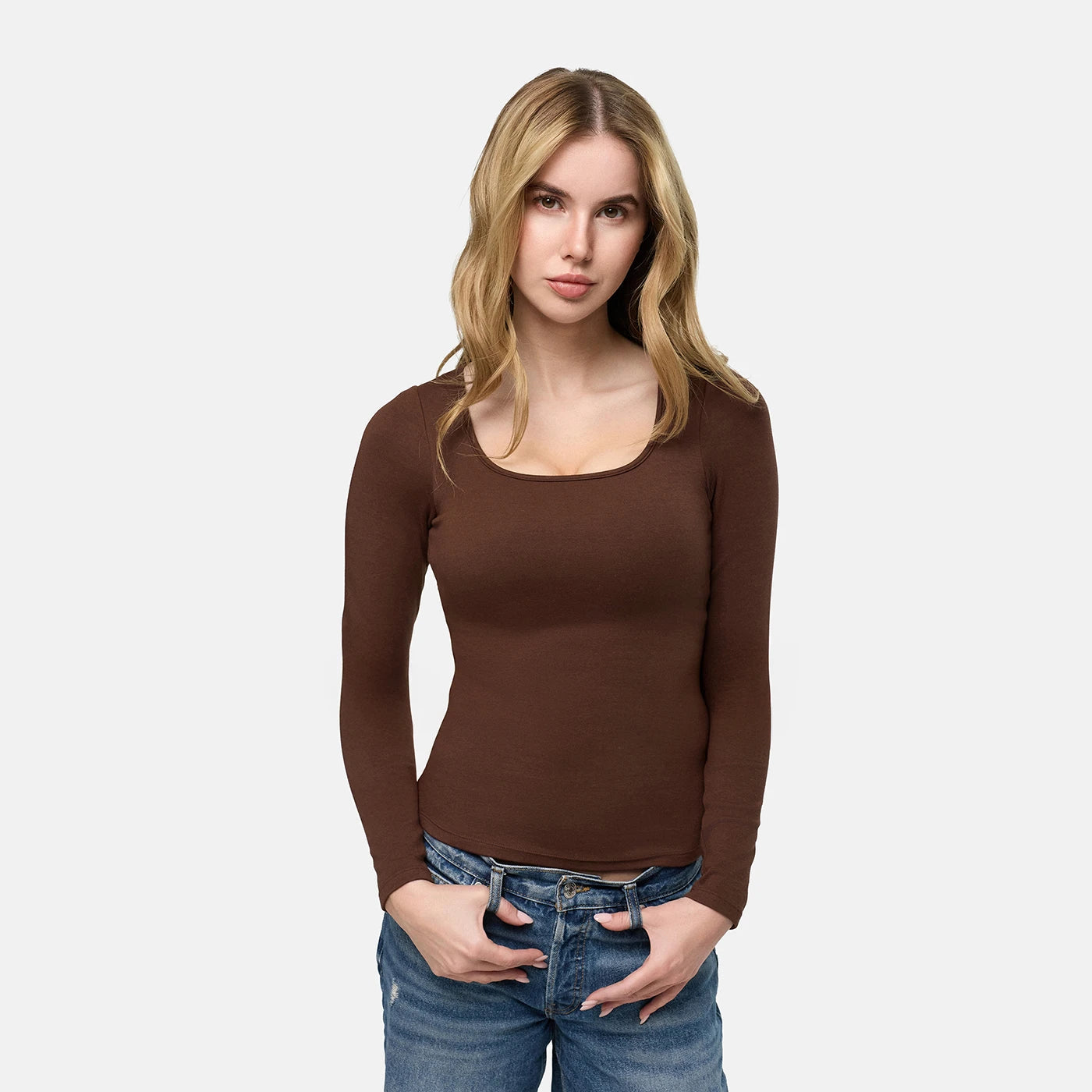 Cotton Longsleeve with Built-In Push-Up Bra - 2