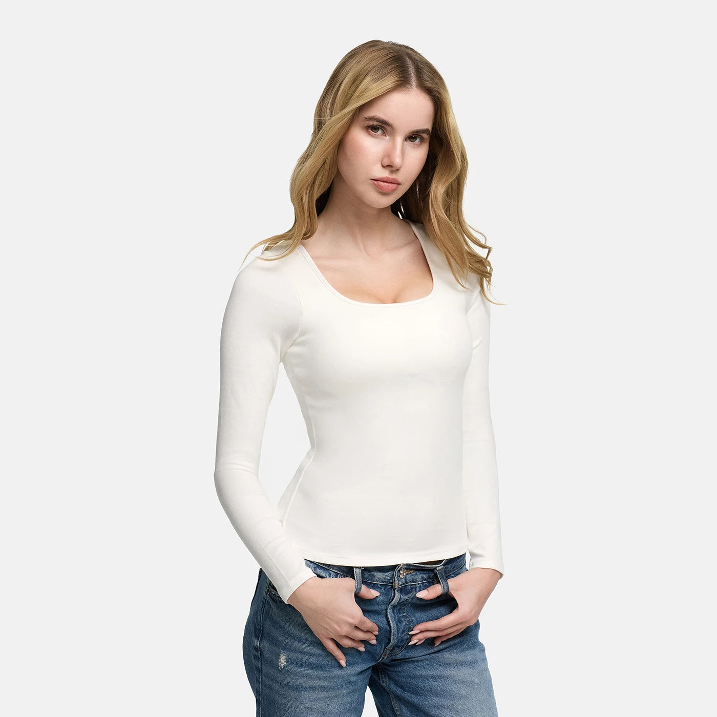 Cotton Longsleeve with Built-In Push-Up Bra - 3